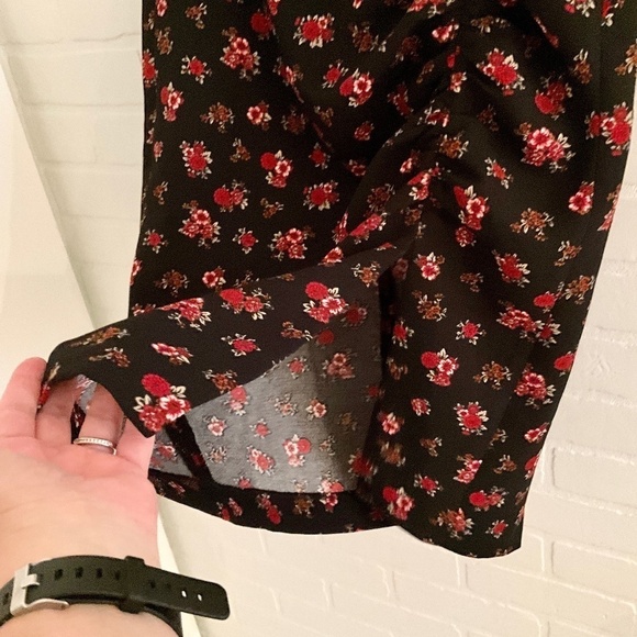 Zara Midi skirt Y2K Ruched Dark Floral Roses Black Red Dark romantic Fairy M - Picture 9 of 16